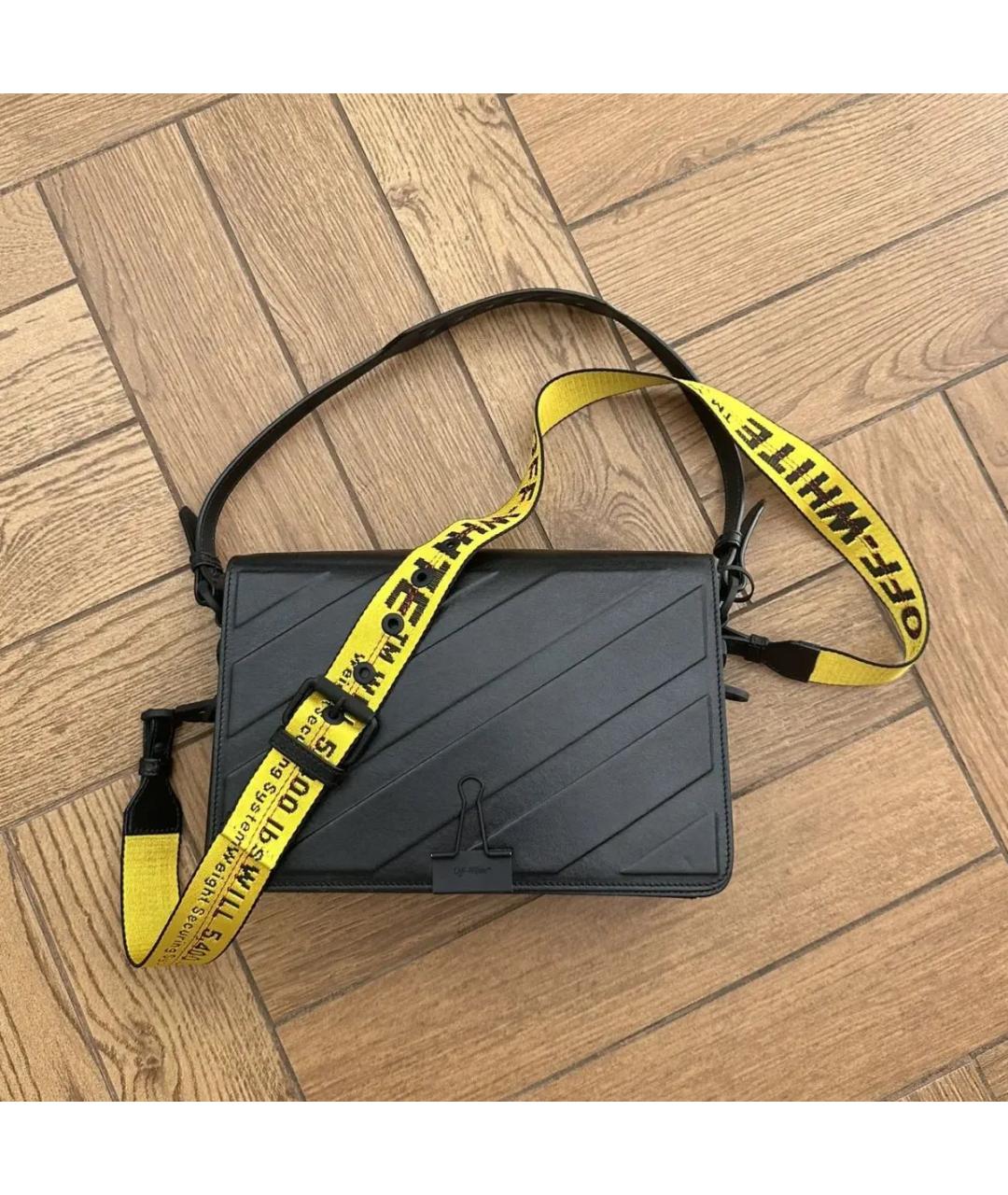 OFF-WHITE Черная кожаная сумка через плечо, фото 8