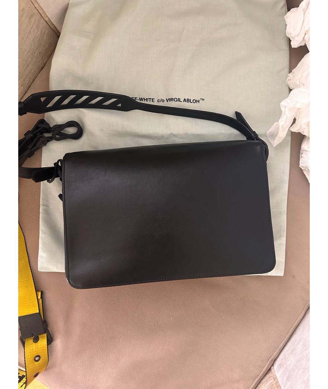 OFF-WHITE Черная кожаная сумка через плечо, фото 3