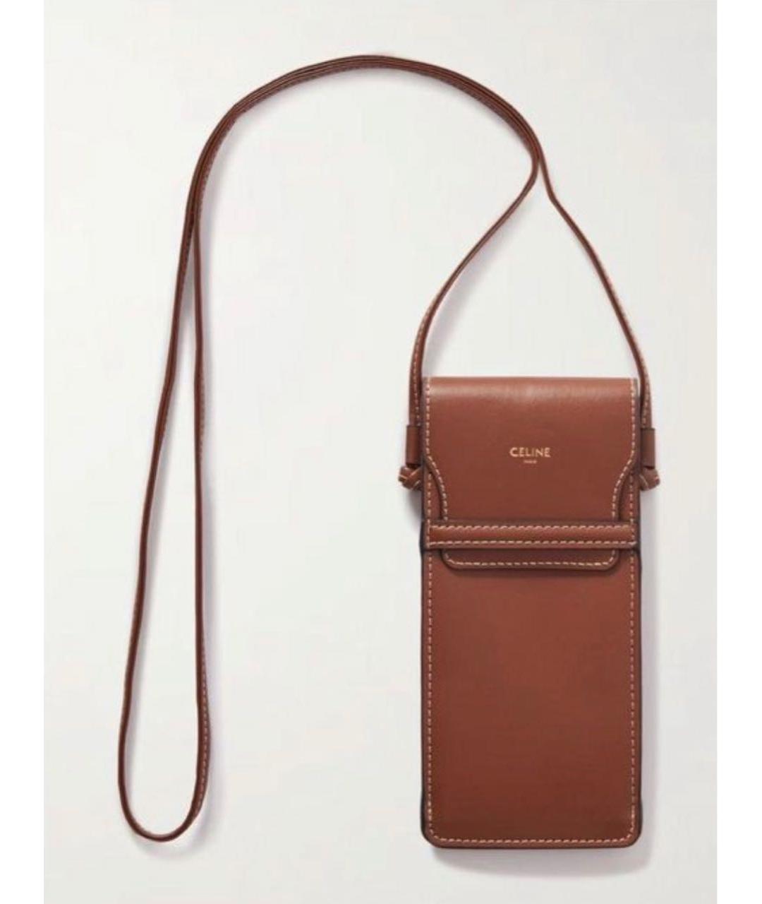 CELINE Коричневая кожаная сумка через плечо, фото 3