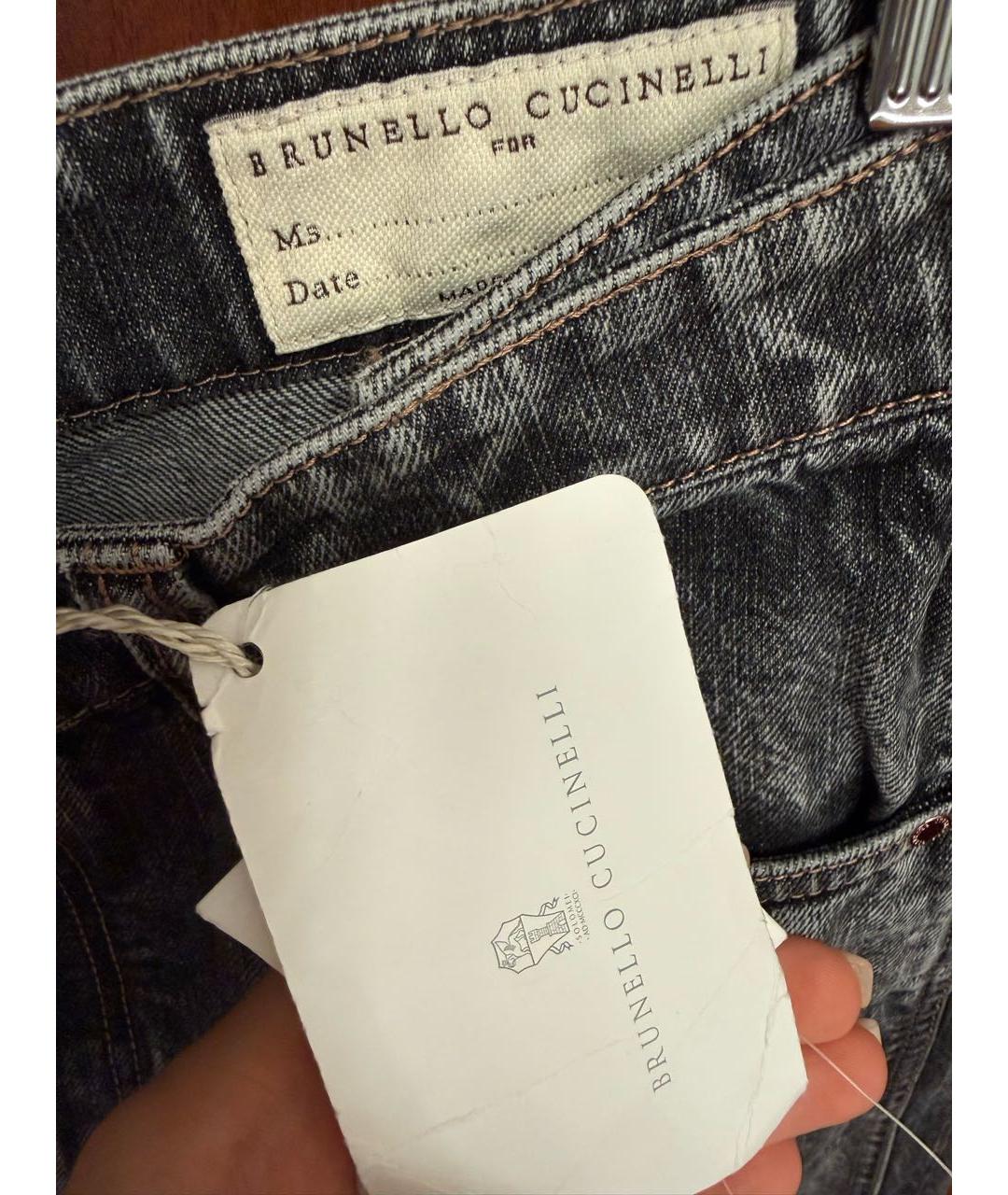 BRUNELLO CUCINELLI Серые хлопковые прямые джинсы, фото 3