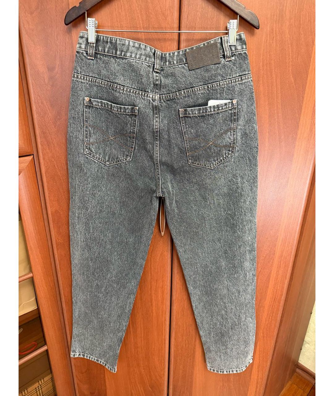 BRUNELLO CUCINELLI Серые хлопковые прямые джинсы, фото 2