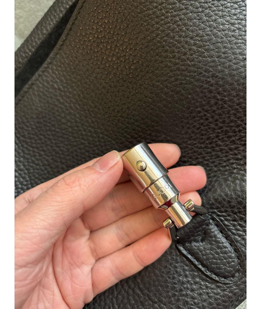 GUCCI Черная кожаная сумка через плечо, фото 6