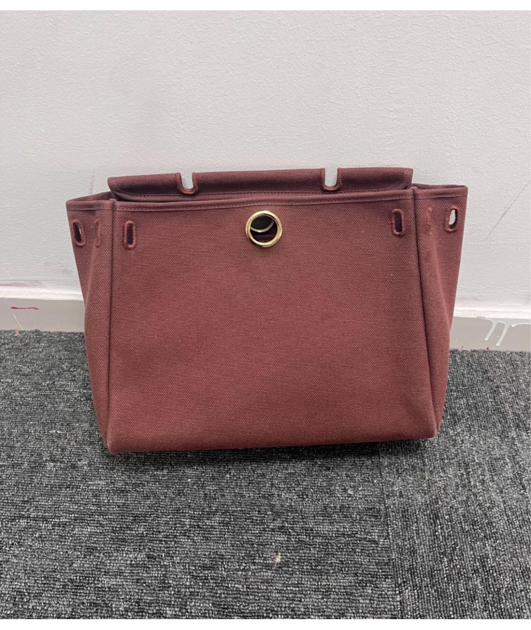 HERMES Бордовая тканевая сумка через плечо, фото 5