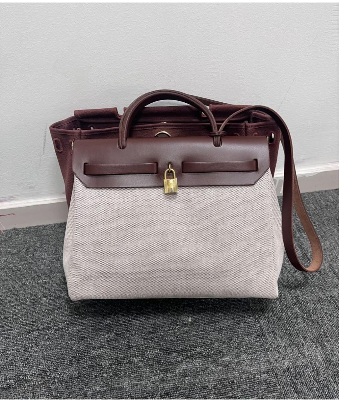 HERMES Бордовая тканевая сумка через плечо, фото 2