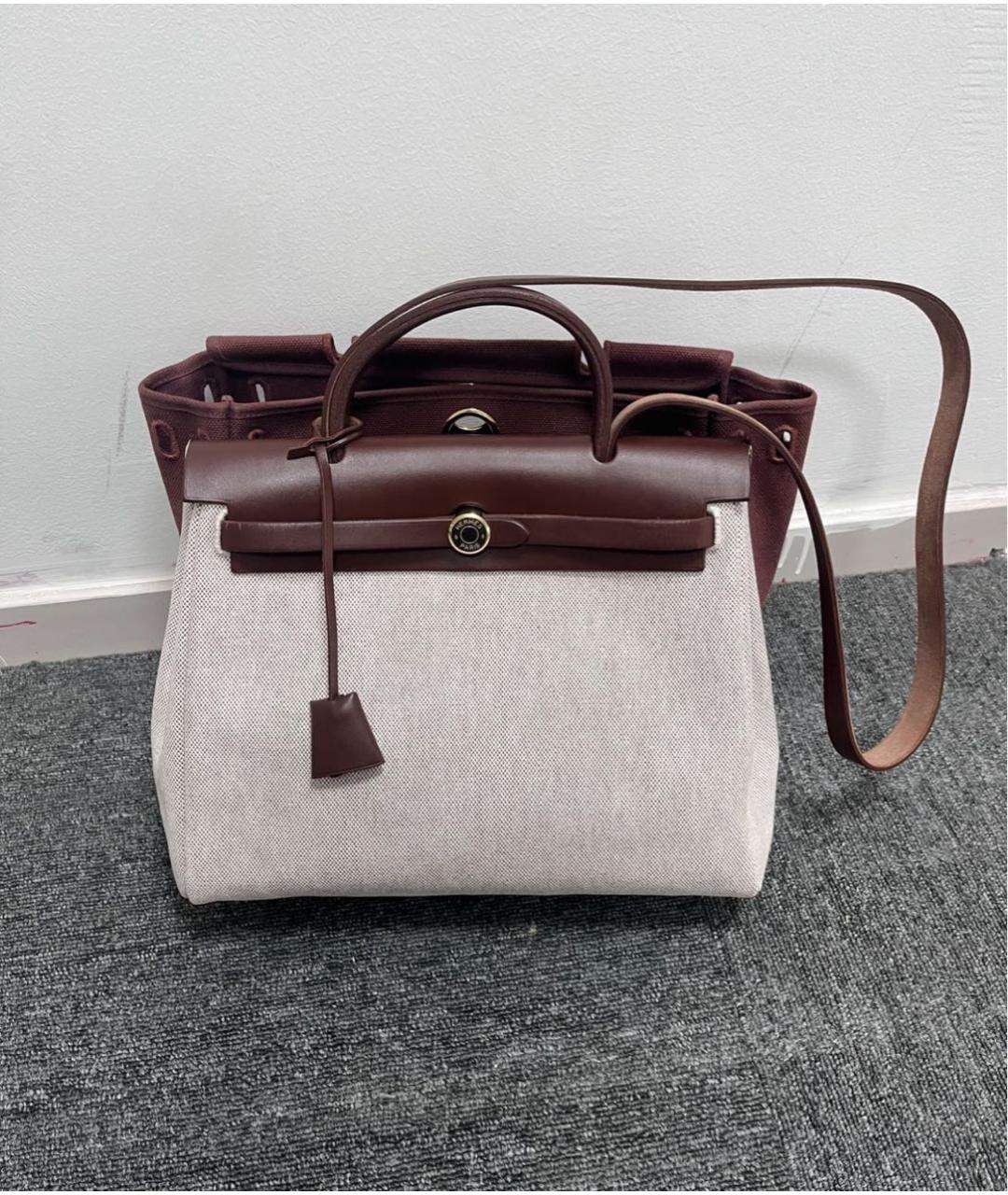 HERMES Бордовая тканевая сумка через плечо, фото 6