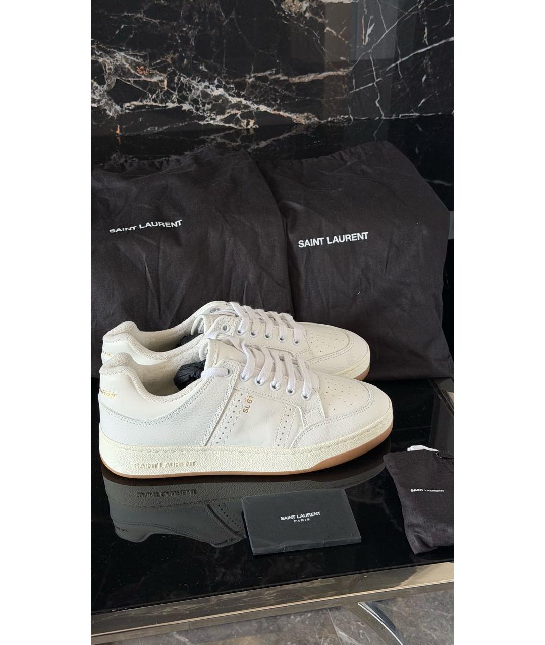 SAINT LAURENT Белые кожаные кеды, фото 5