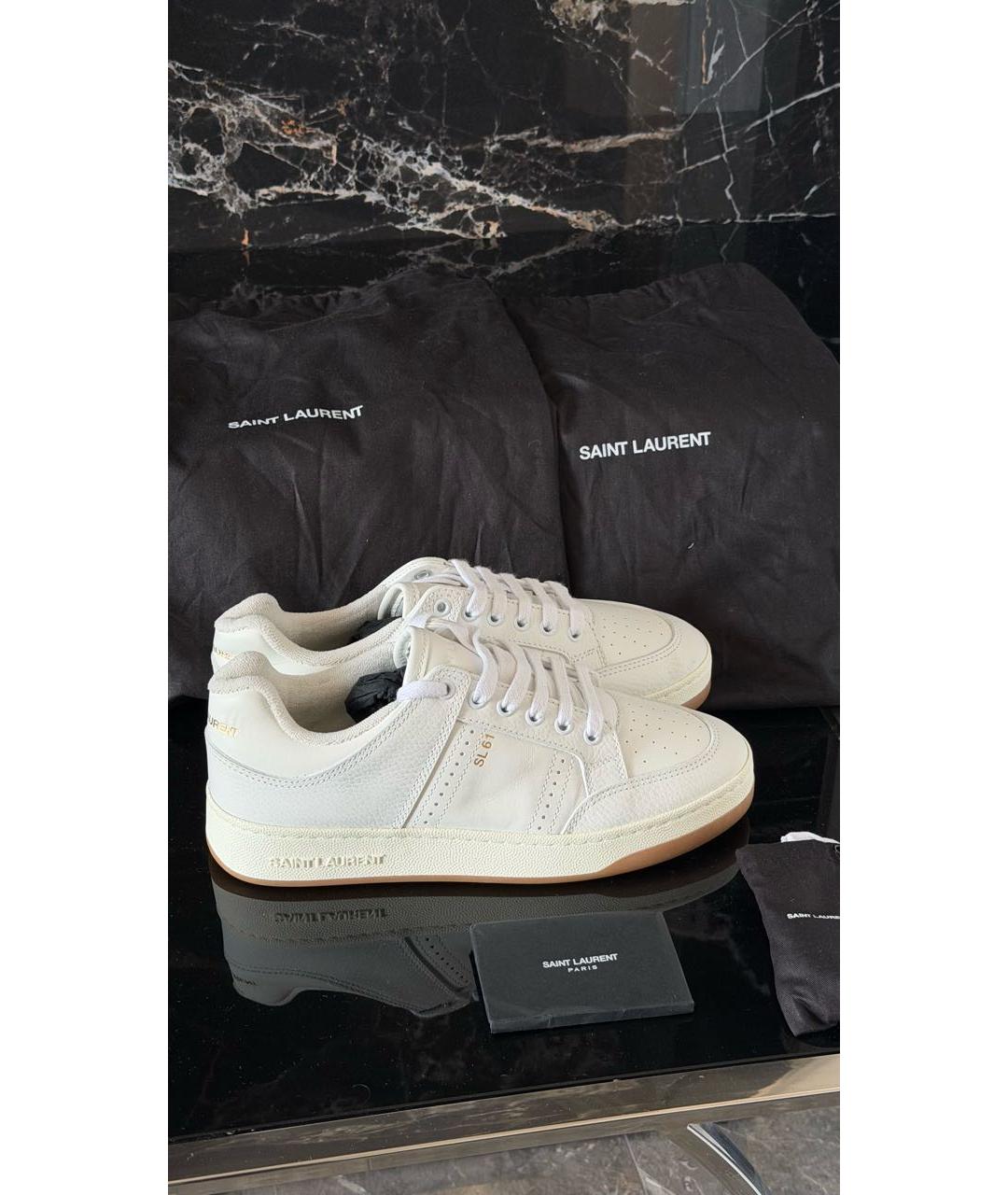 SAINT LAURENT Белые кожаные кеды, фото 6