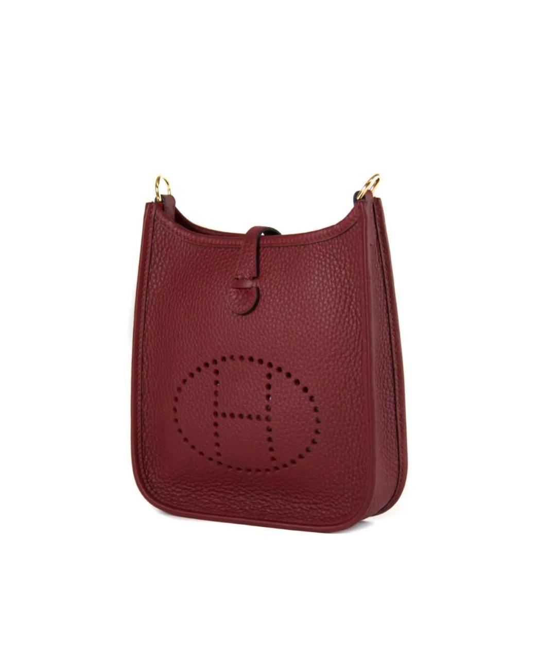 HERMES Бордовая кожаная сумка через плечо, фото 3