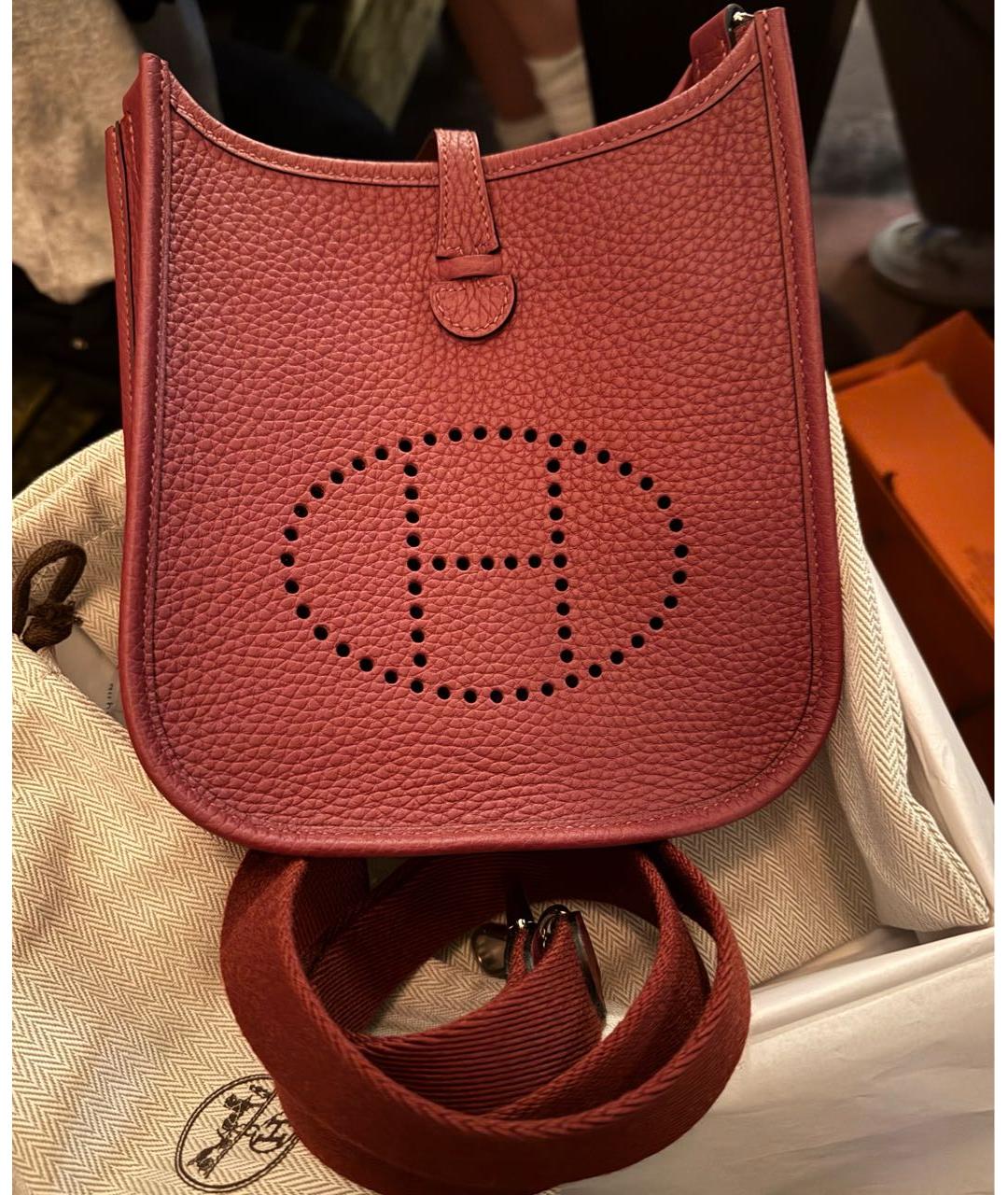 HERMES Бордовая кожаная сумка через плечо, фото 2