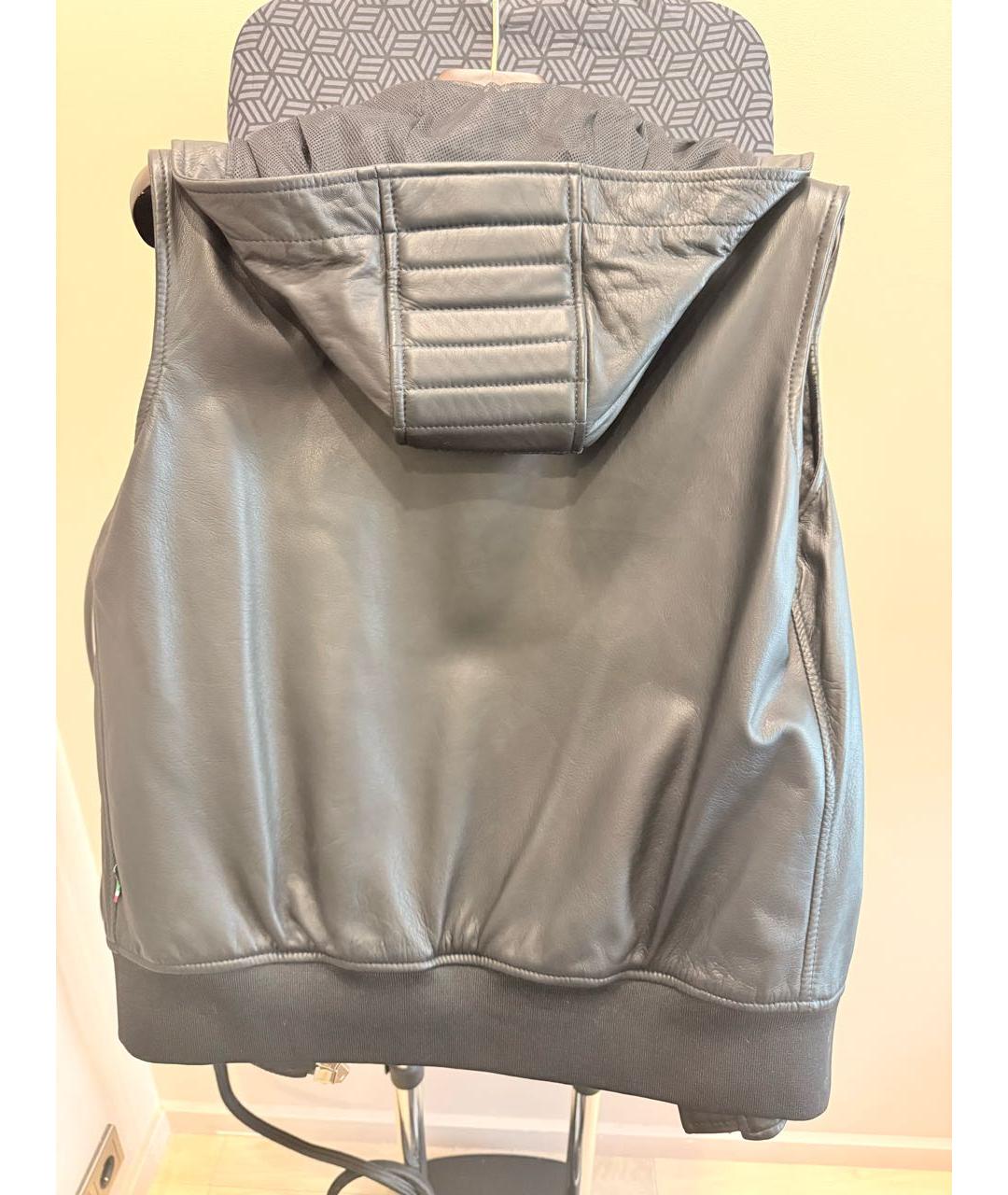 PHILIPP PLEIN Черный кожаный жилет, фото 2