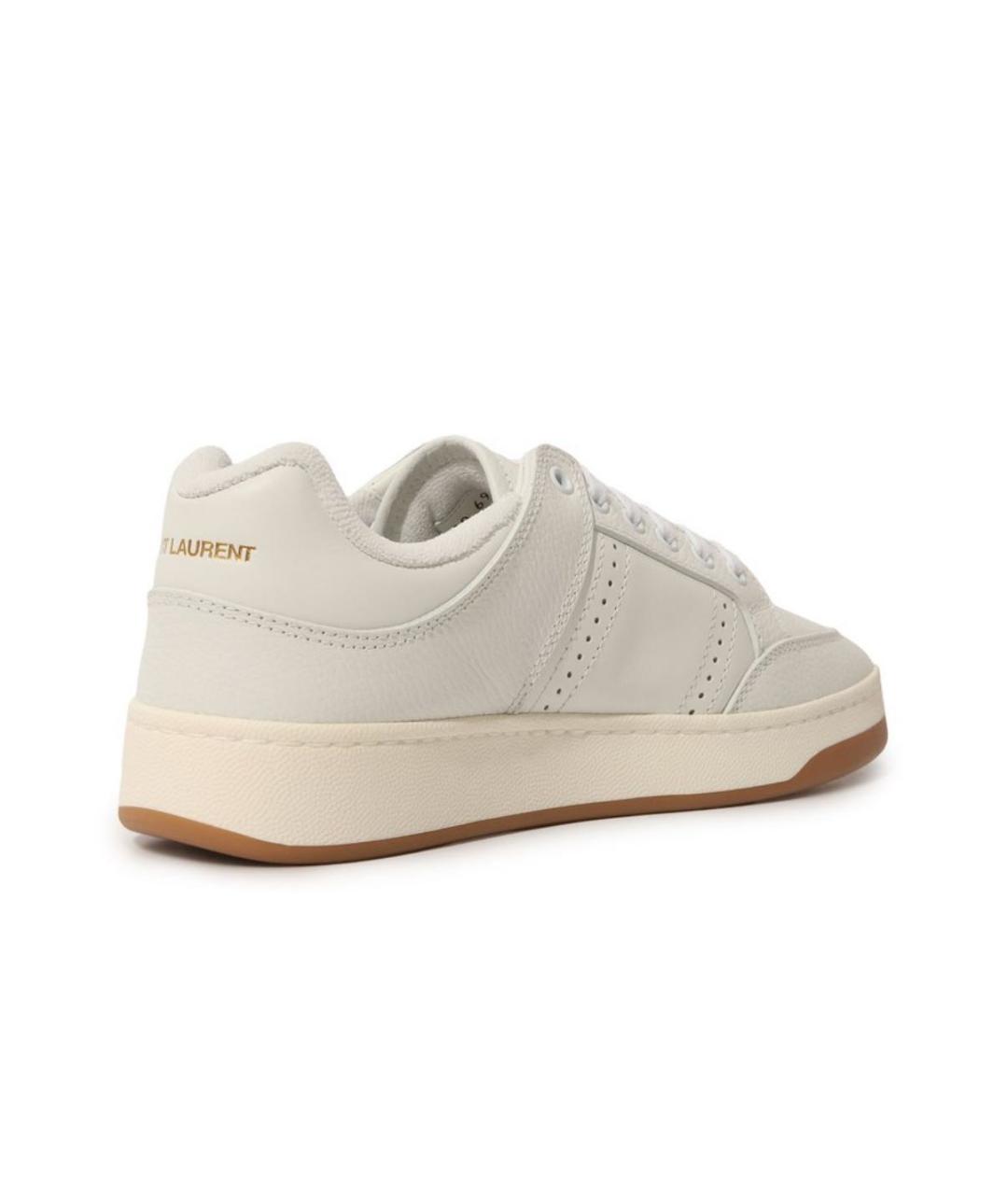 SAINT LAURENT Белые кожаные низкие кроссовки / кеды, фото 3