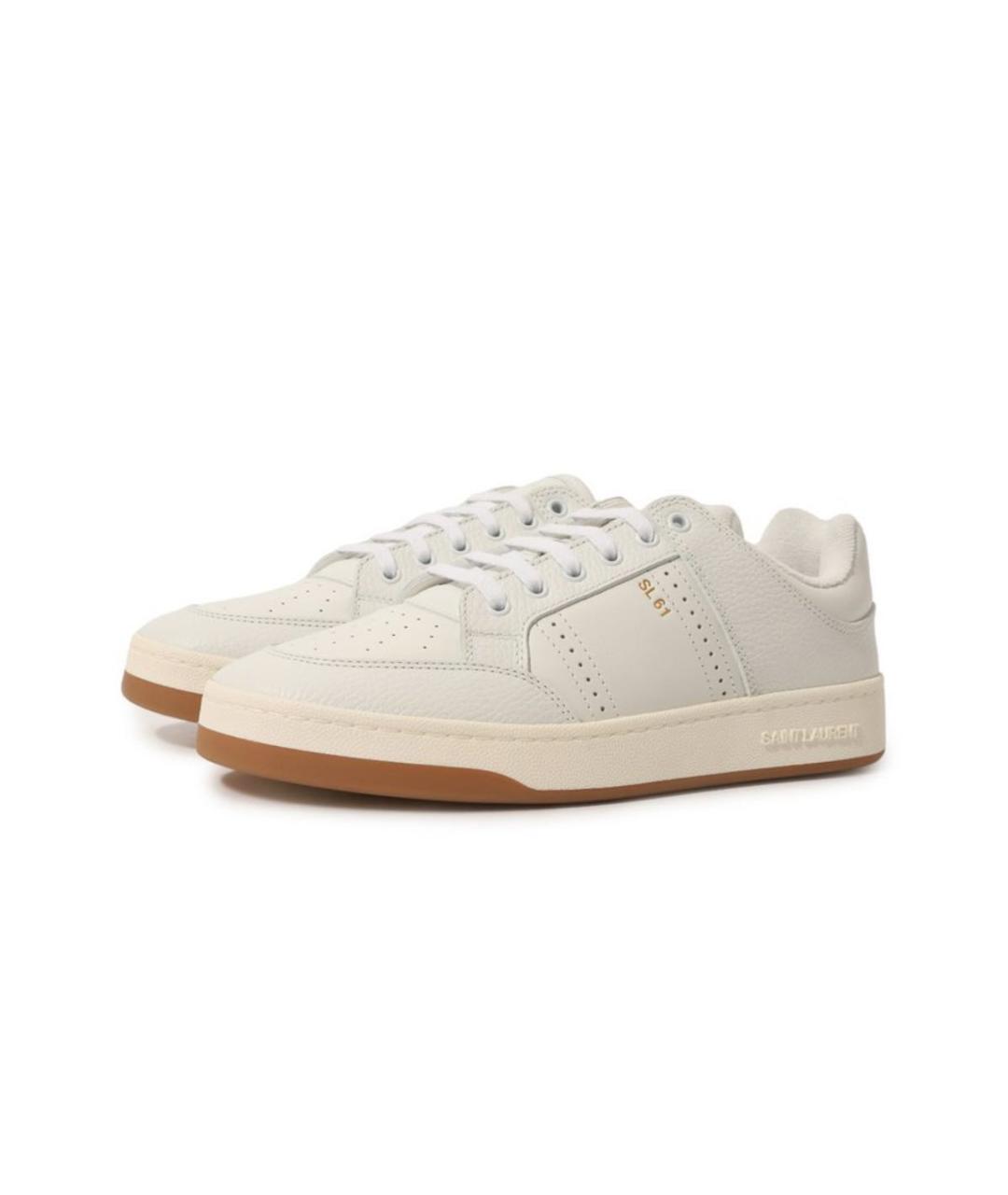 SAINT LAURENT Белые кожаные низкие кроссовки / кеды, фото 2