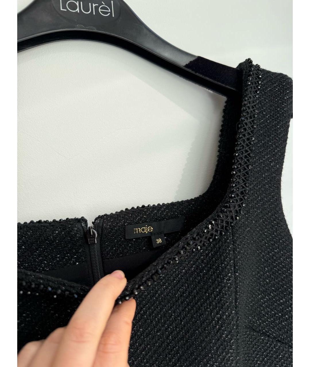MAJE Черное полиэстеровое повседневное платье, фото 3