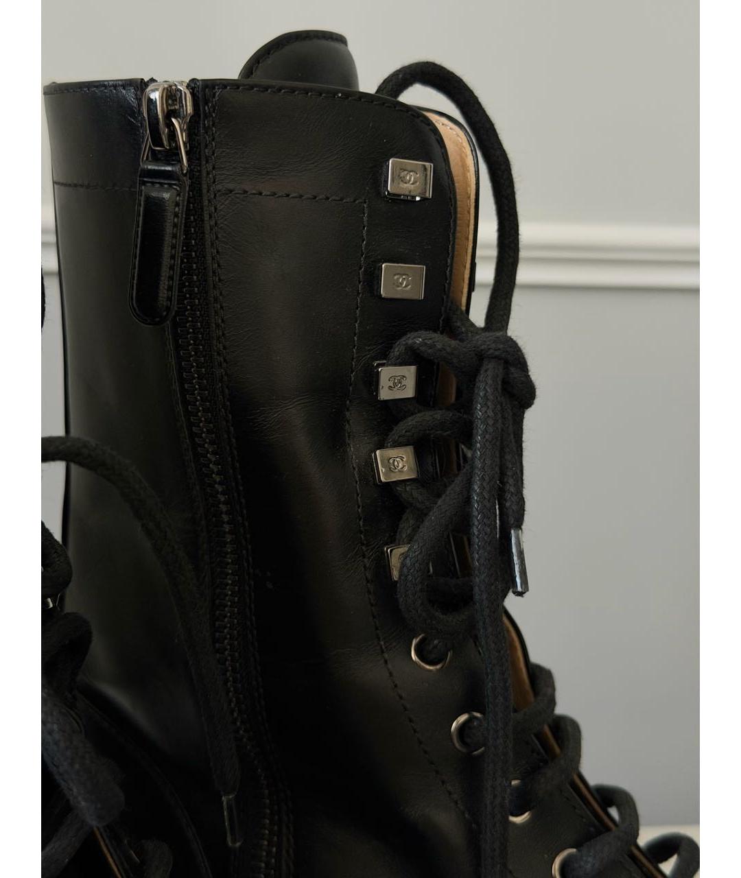 CHANEL Черные кожаные ботинки, фото 8