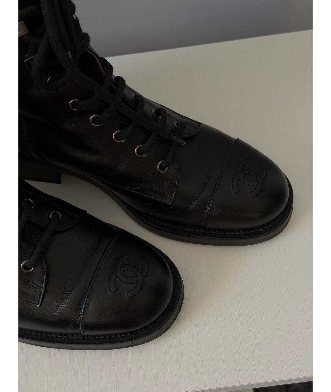 CHANEL Черные кожаные ботинки, фото 5