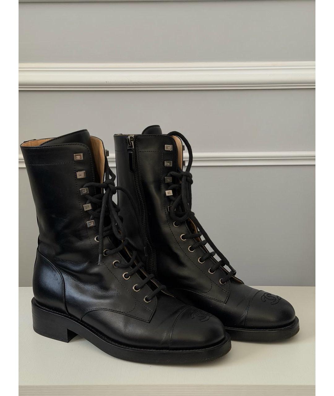 CHANEL Черные кожаные ботинки, фото 6