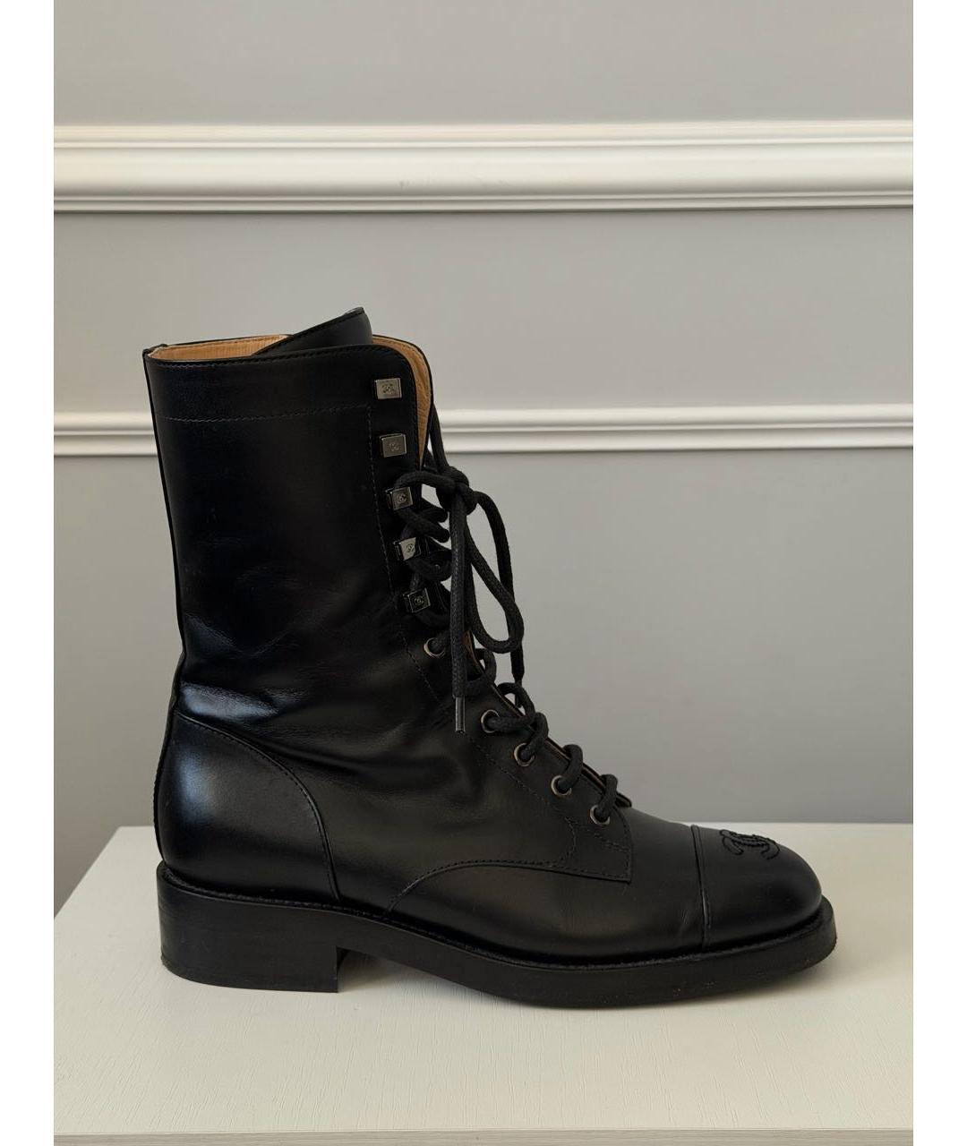 CHANEL Черные кожаные ботинки, фото 9