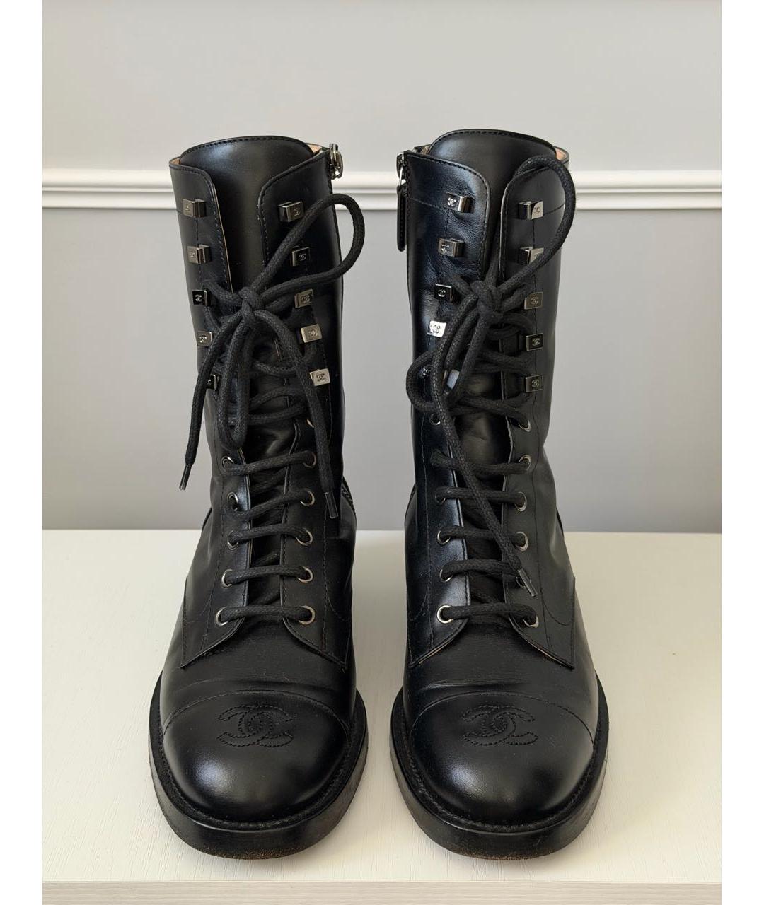 CHANEL Черные кожаные ботинки, фото 2