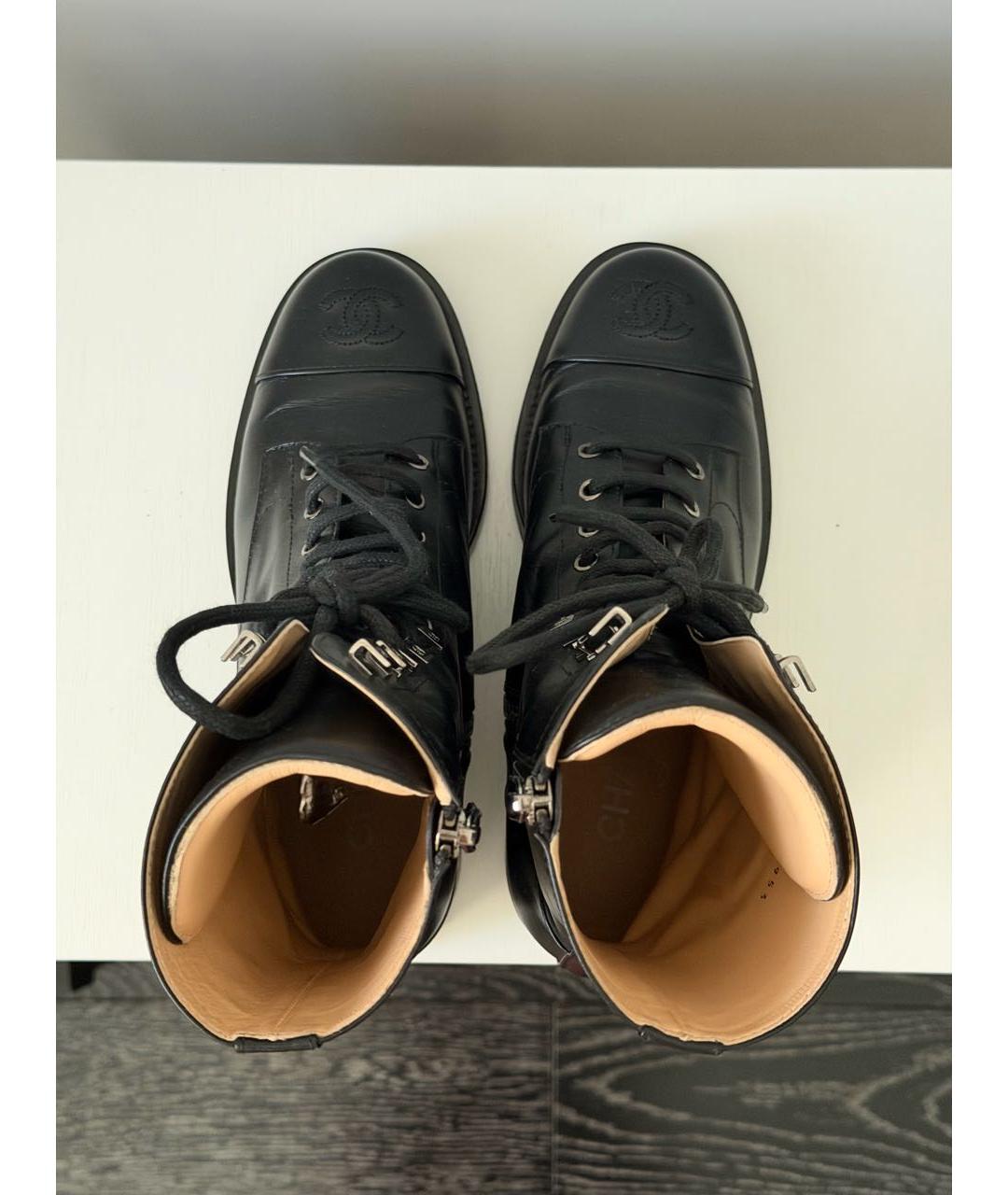 CHANEL Черные кожаные ботинки, фото 3