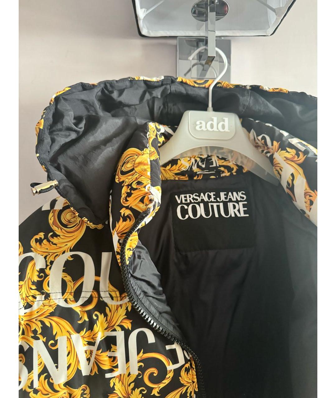 VERSACE JEANS COUTURE Желтый полиэстеровый пуховик, фото 3