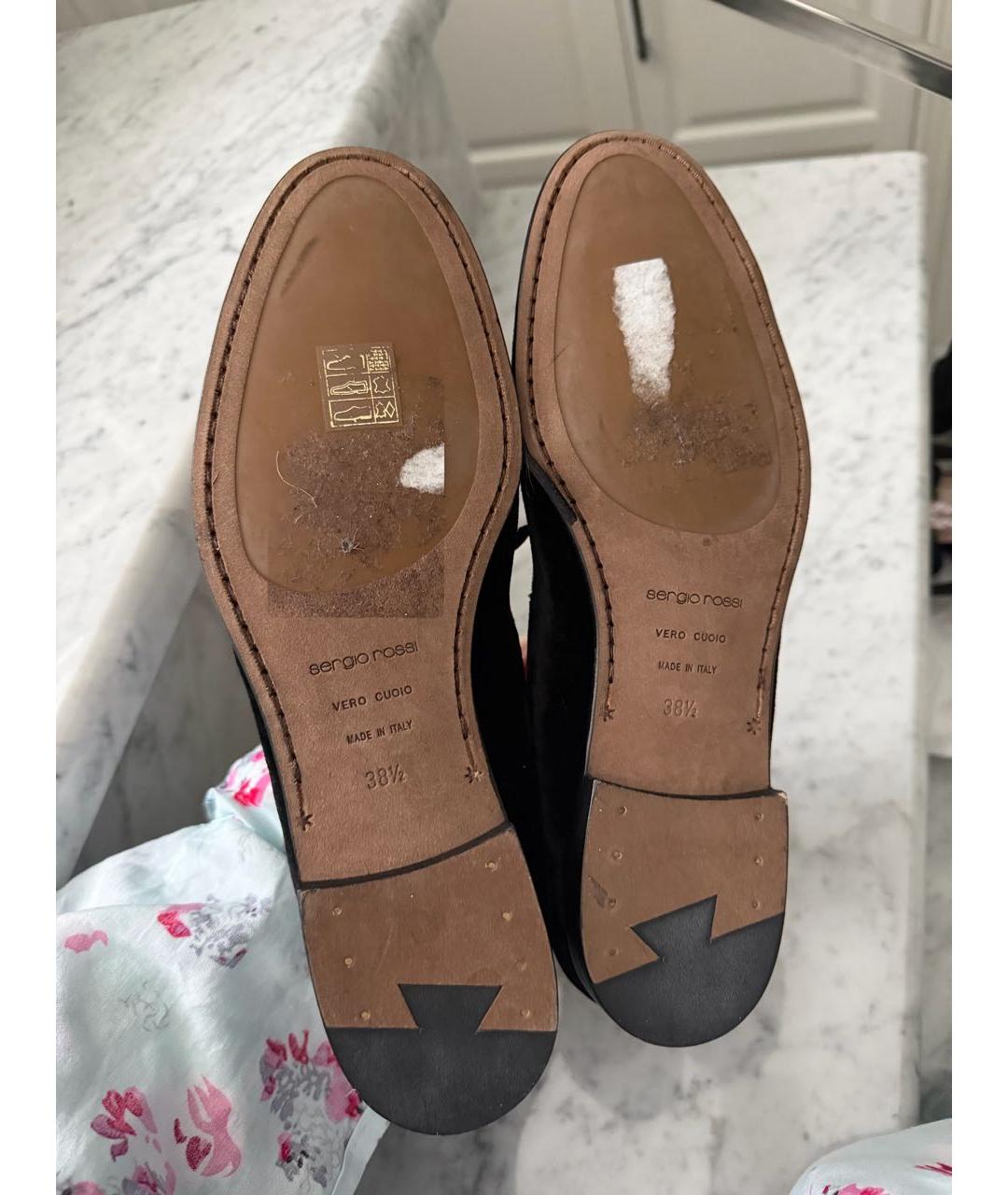 SERGIO ROSSI Черные бархатные мюли, фото 3