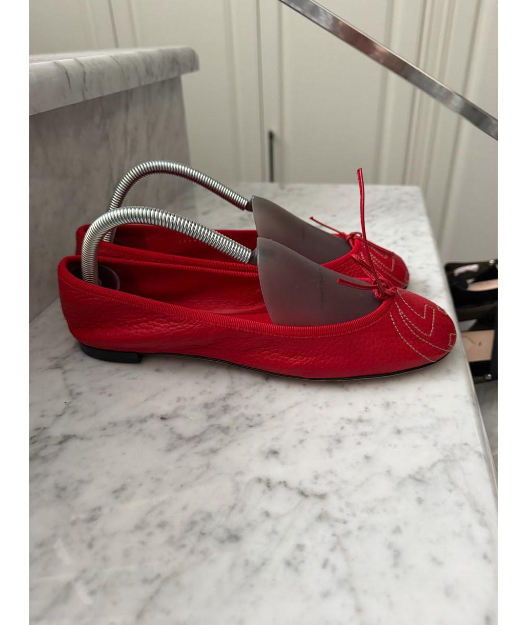 GUCCI Красные кожаные балетки, фото 4