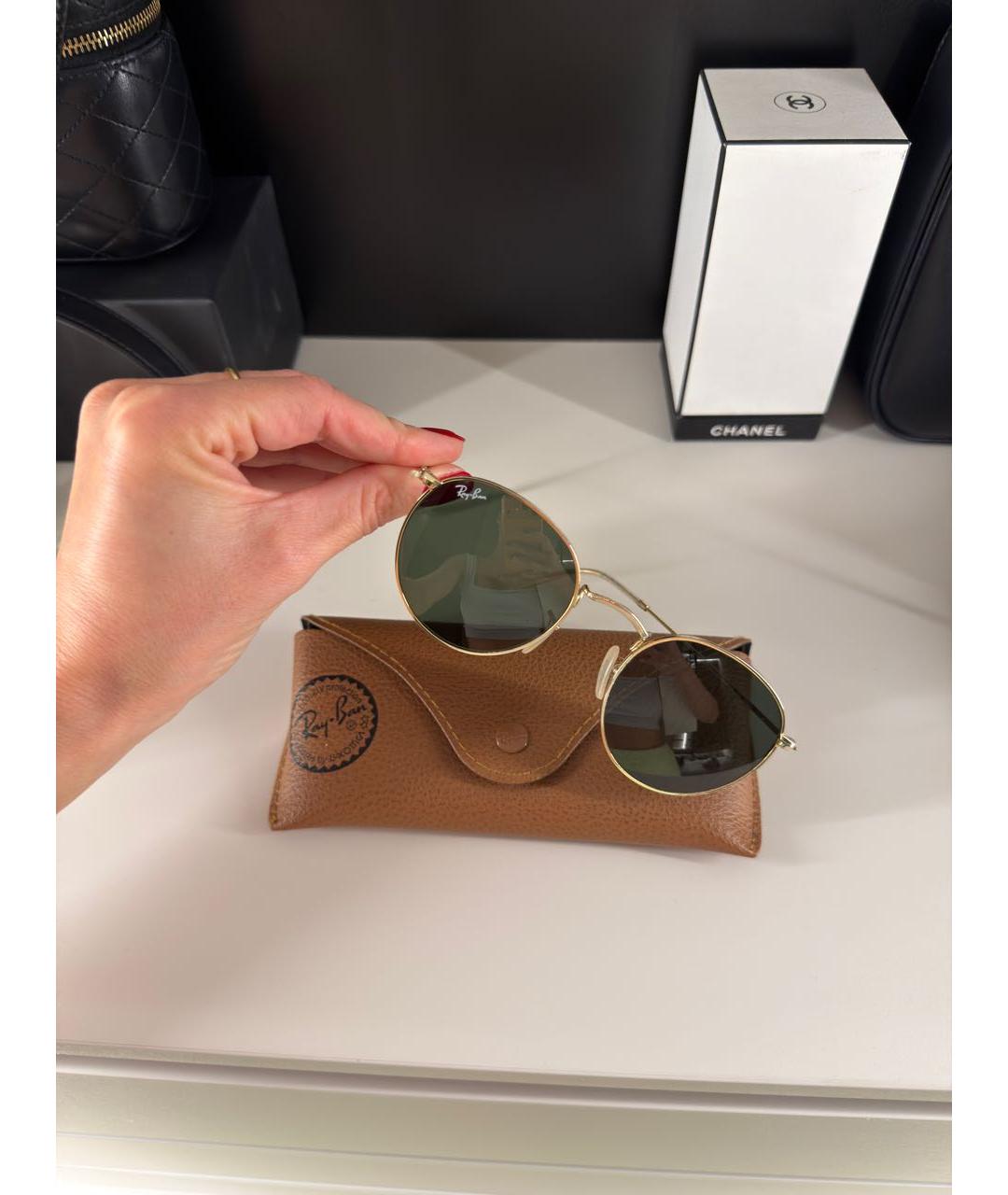 RAY BAN Черные металлические солнцезащитные очки, фото 2