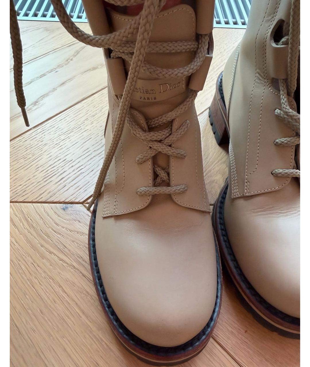 CHRISTIAN DIOR Бежевые кожаные ботинки, фото 6