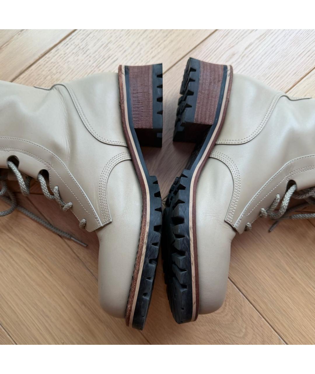 CHRISTIAN DIOR Бежевые кожаные ботинки, фото 5