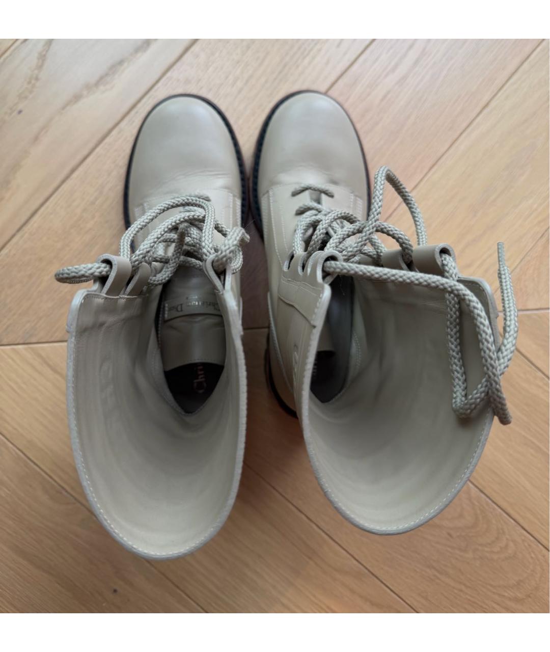 CHRISTIAN DIOR Бежевые кожаные ботинки, фото 3