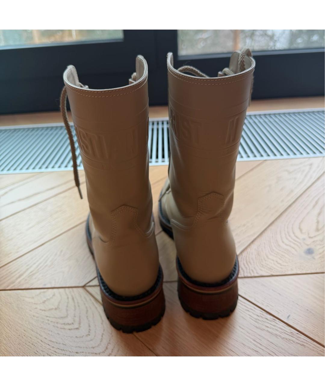 CHRISTIAN DIOR Бежевые кожаные ботинки, фото 4