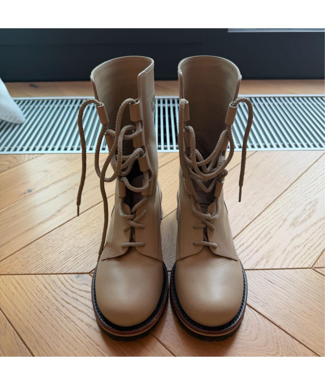 CHRISTIAN DIOR Бежевые кожаные ботинки, фото 2