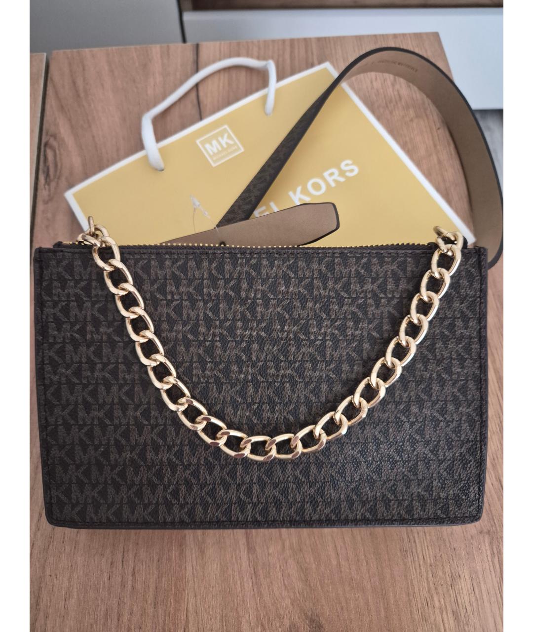 MICHAEL KORS Коричневая поясная сумка из искусственной кожи, фото 4