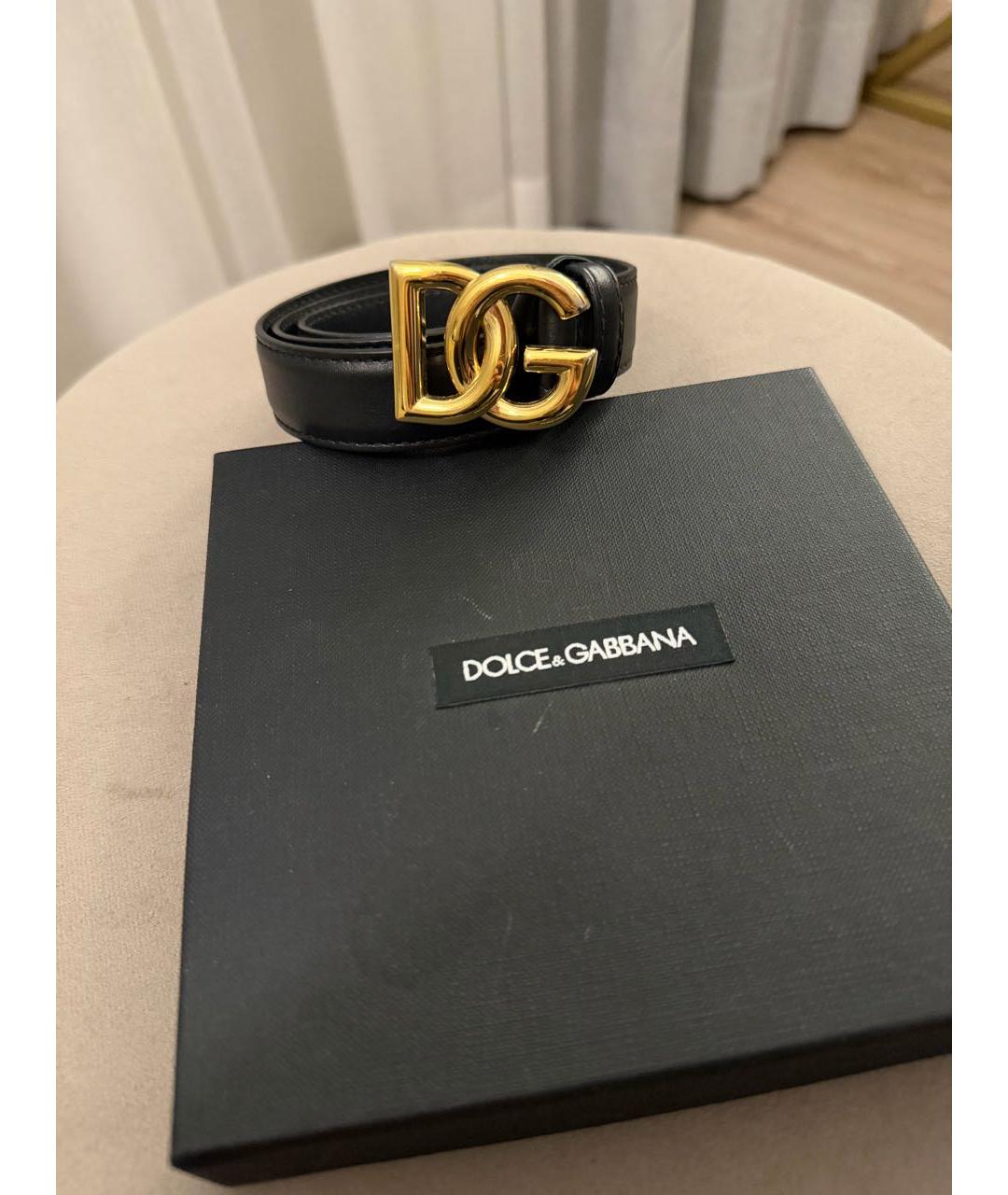 DOLCE&GABBANA Черный кожаный ремень, фото 5