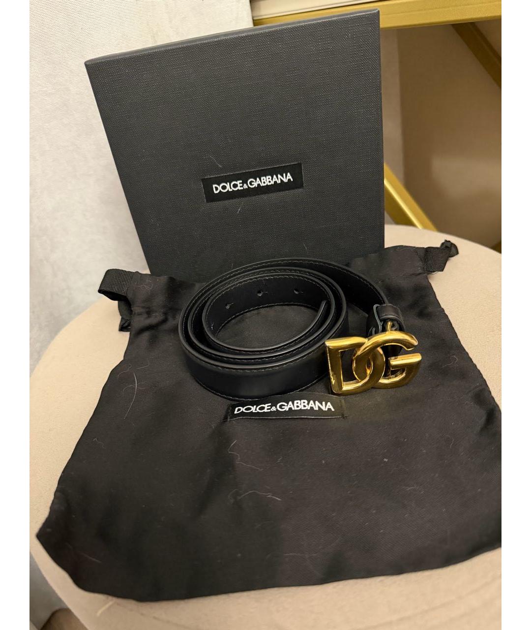 DOLCE&GABBANA Черный кожаный ремень, фото 4