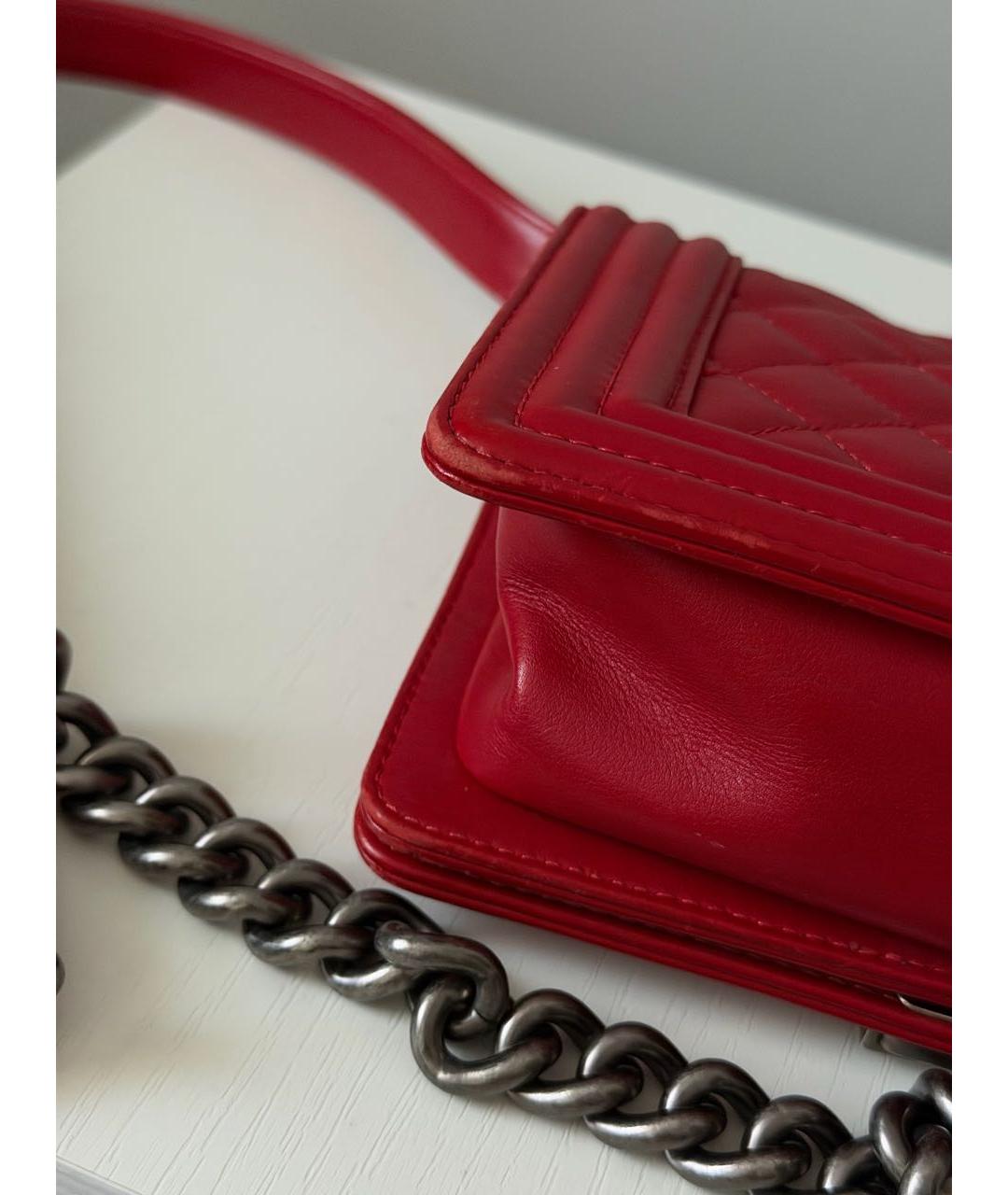 CHANEL Красная кожаная сумка через плечо, фото 7