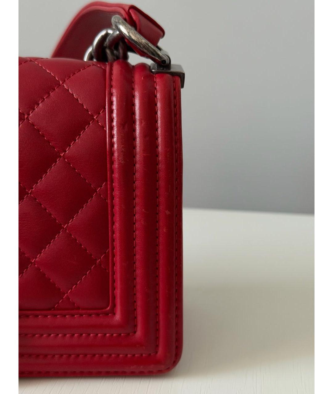 CHANEL Красная кожаная сумка через плечо, фото 8