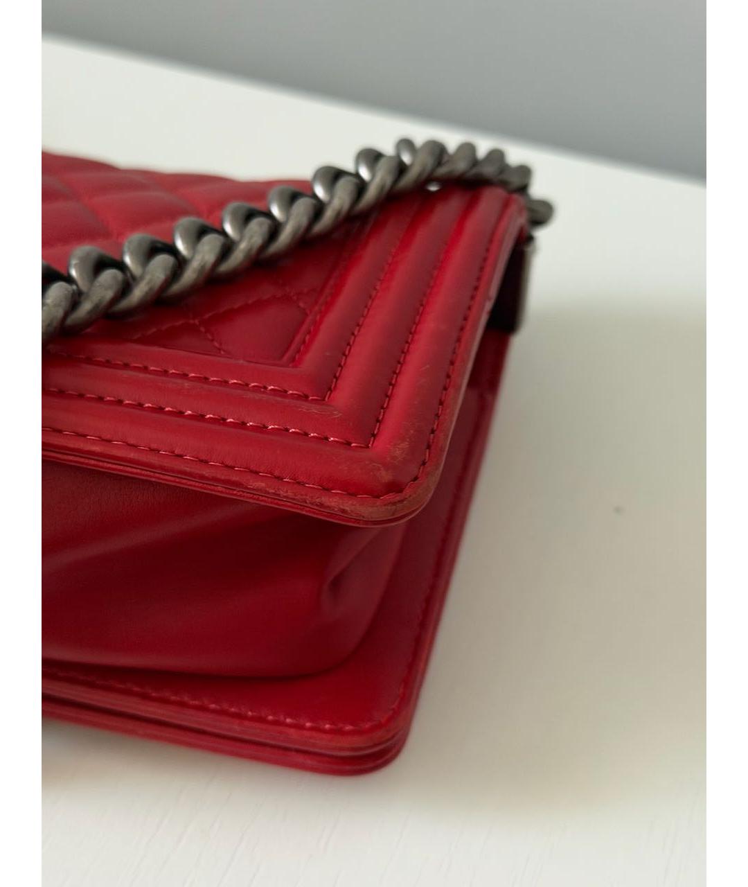 CHANEL Красная кожаная сумка через плечо, фото 6