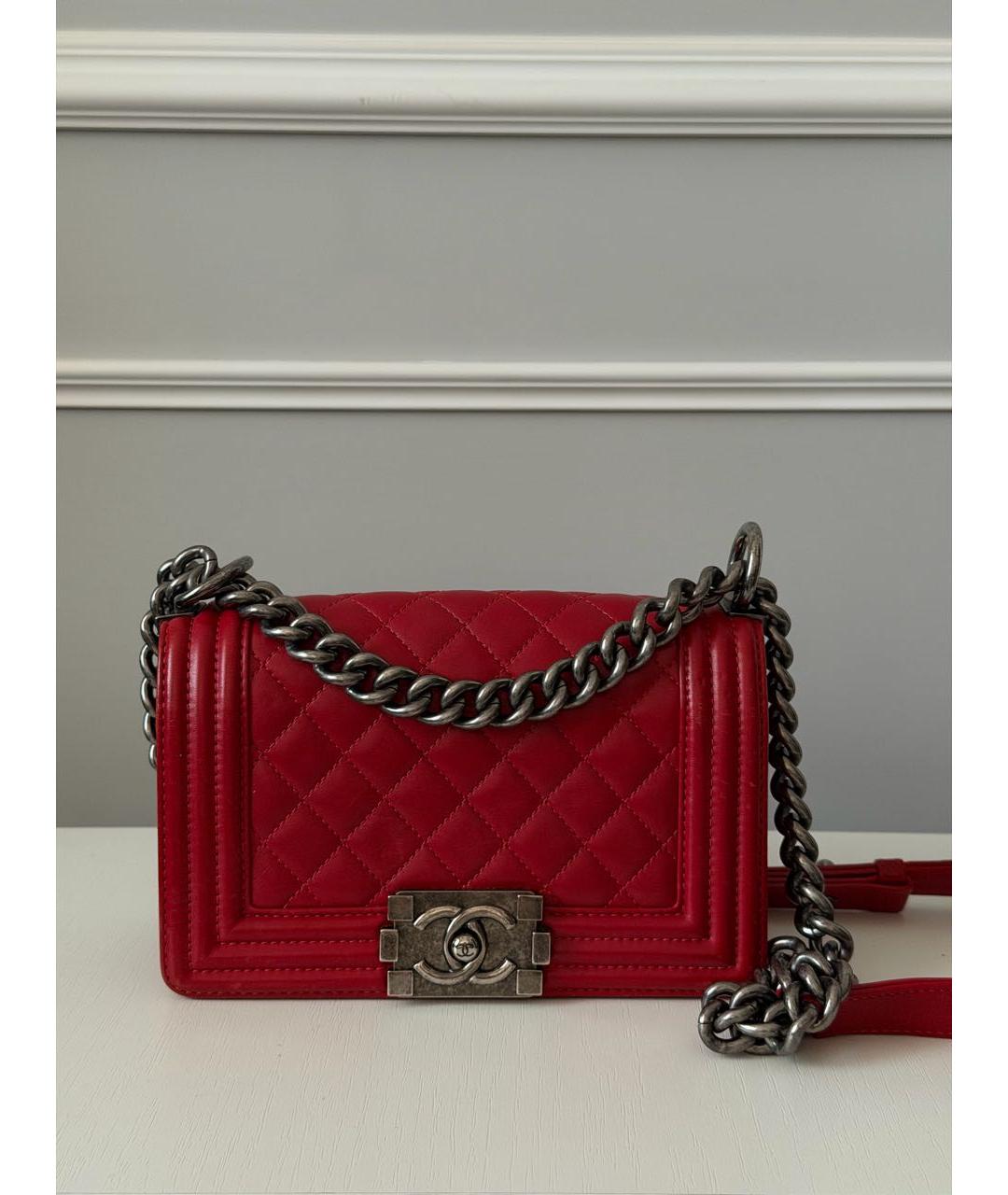 CHANEL Красная кожаная сумка через плечо, фото 9