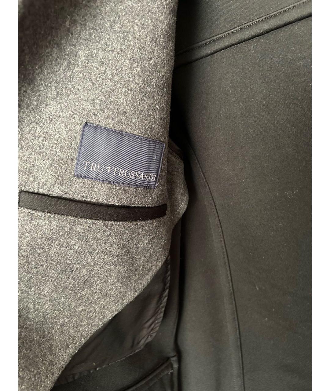 TRUSSARDI Серое шерстяное пальто, фото 3