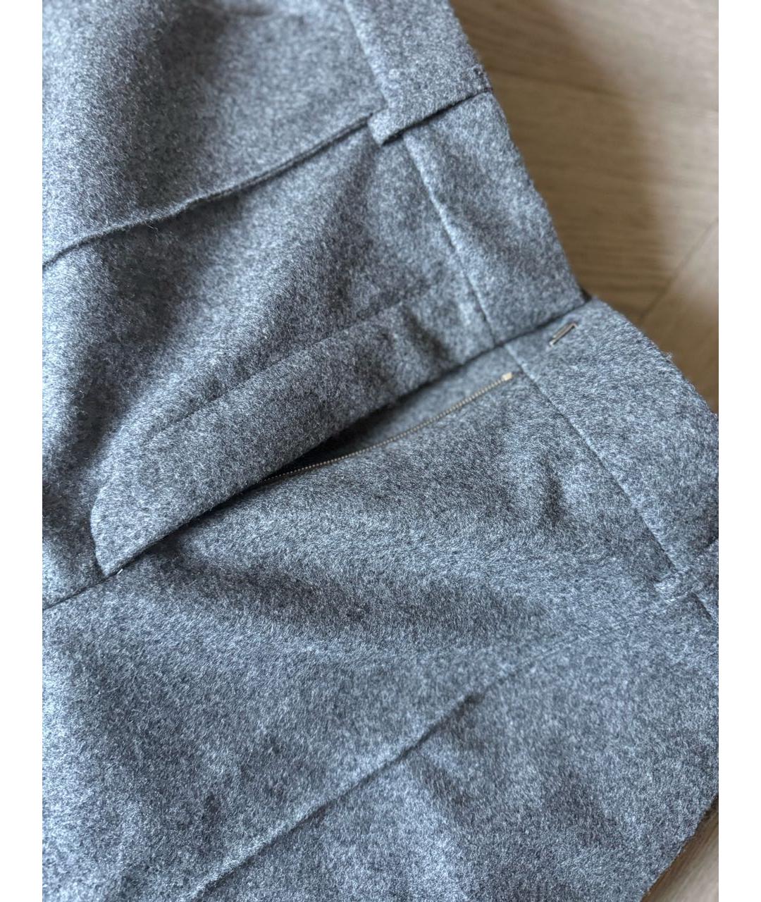 HERMES Серые шерстяные прямые брюки, фото 2