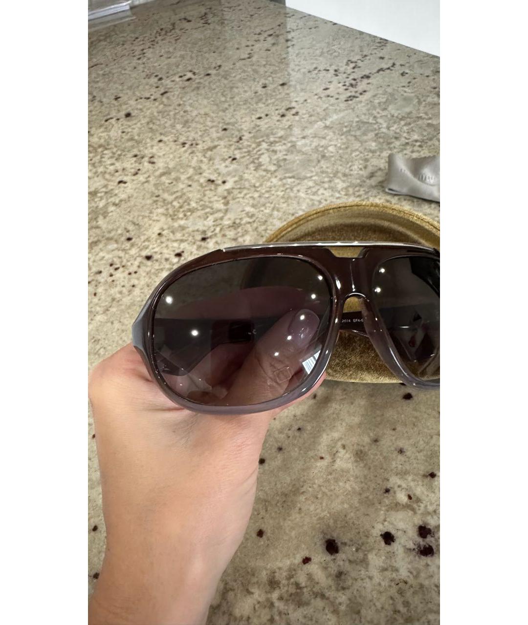 MIU MIU Коричневые пластиковые солнцезащитные очки, фото 5