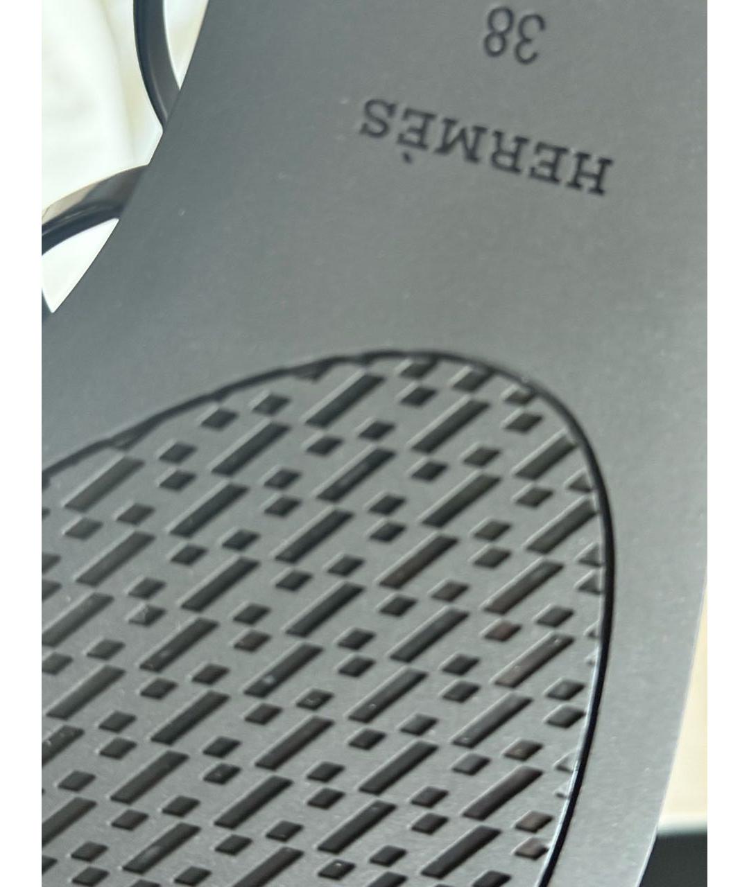HERMES Черные резиновые шлепанцы, фото 3