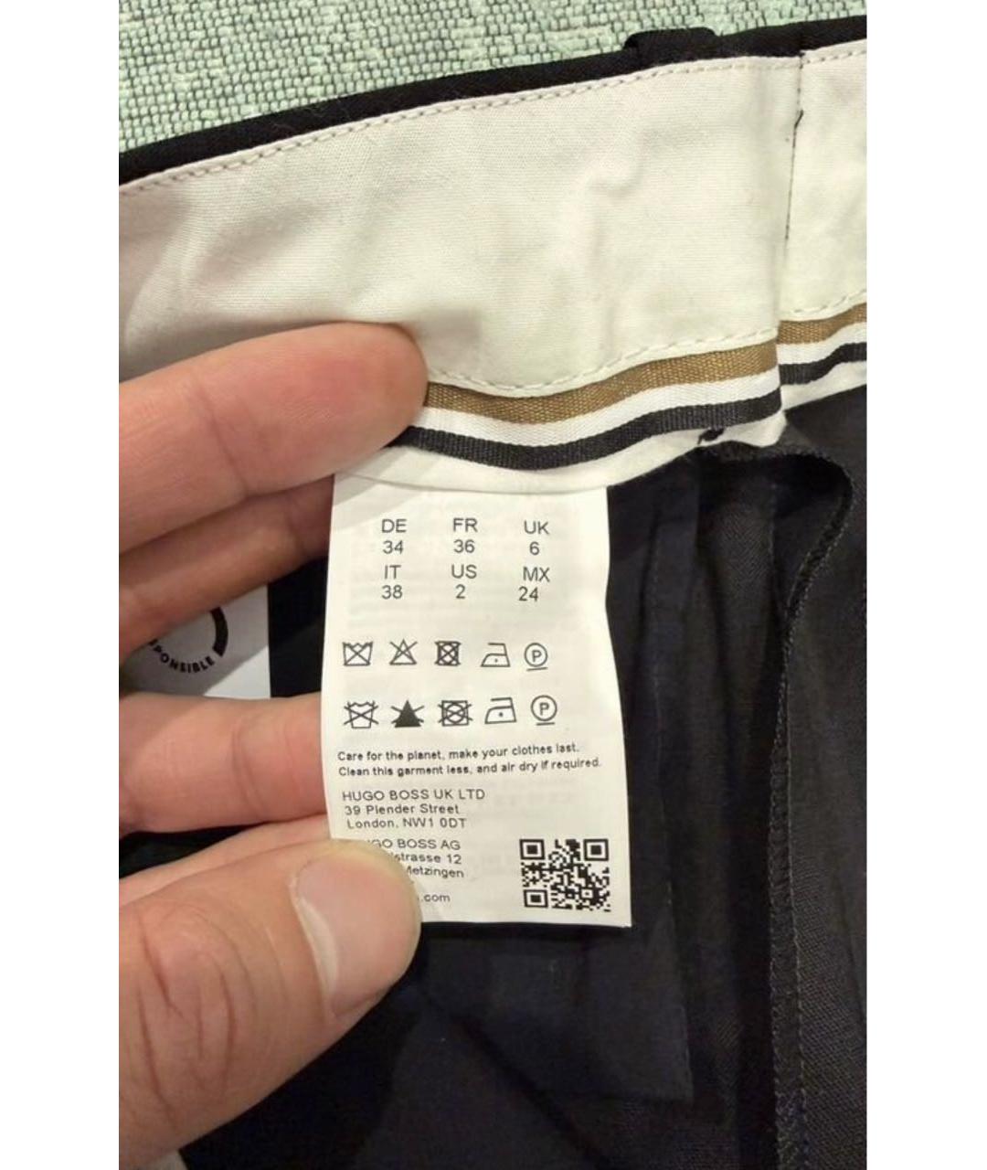 HUGO BOSS Черные хлопковые брюки узкие, фото 5