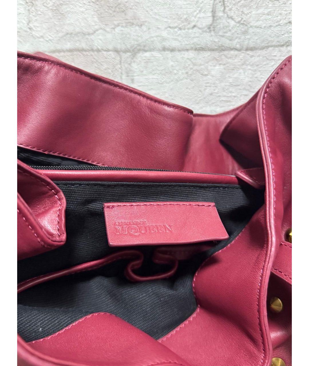 ALEXANDER MCQUEEN Бордовая кожаная сумка тоут, фото 6