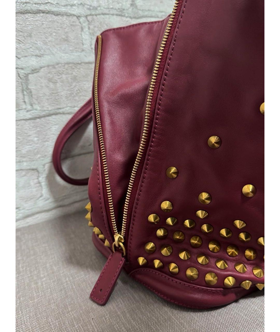 ALEXANDER MCQUEEN Бордовая кожаная сумка тоут, фото 4
