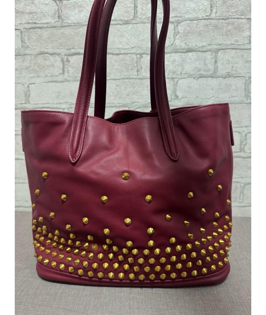 ALEXANDER MCQUEEN Бордовая кожаная сумка тоут, фото 3