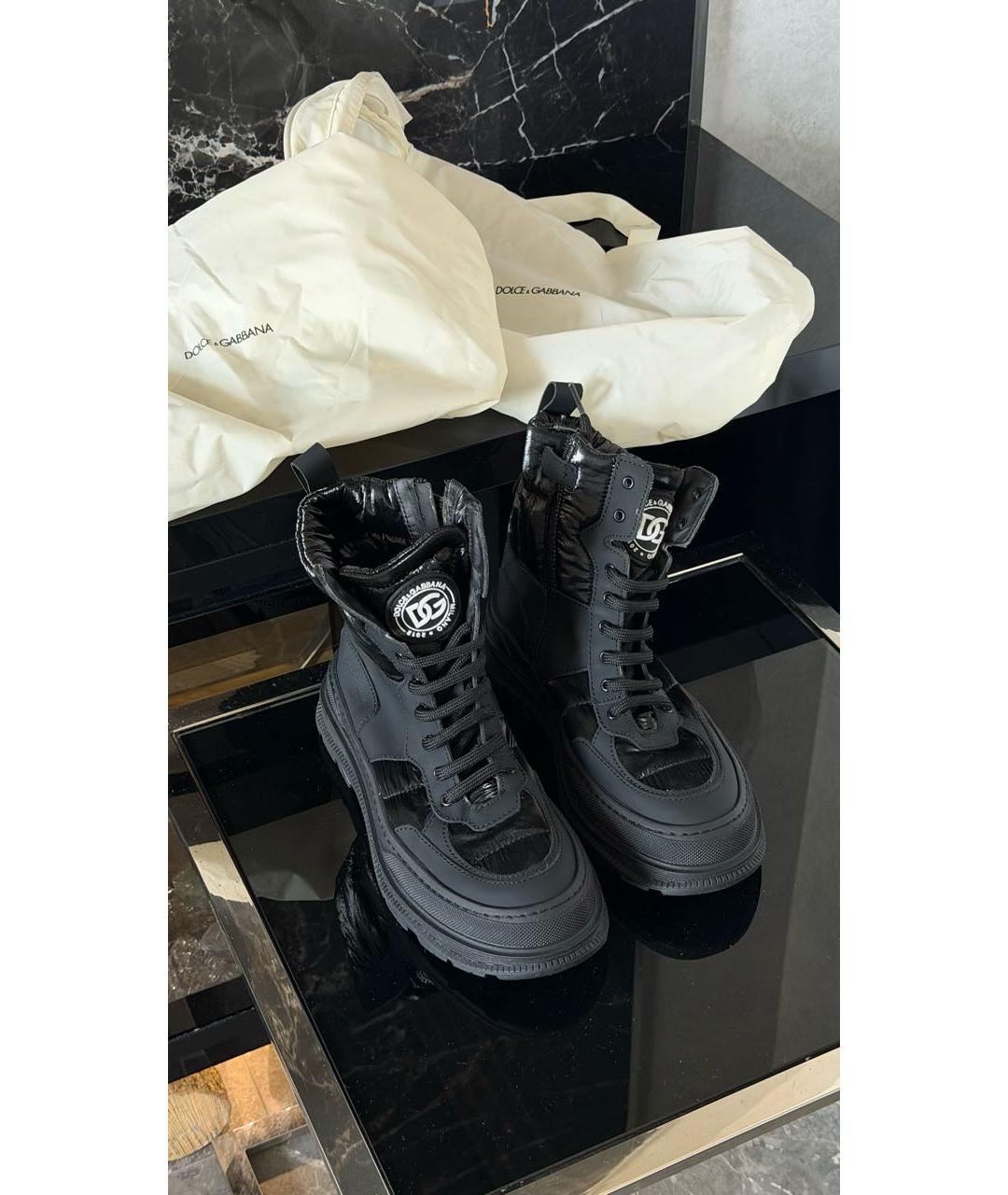 DOLCE&GABBANA Черные кожаные ботинки, фото 6