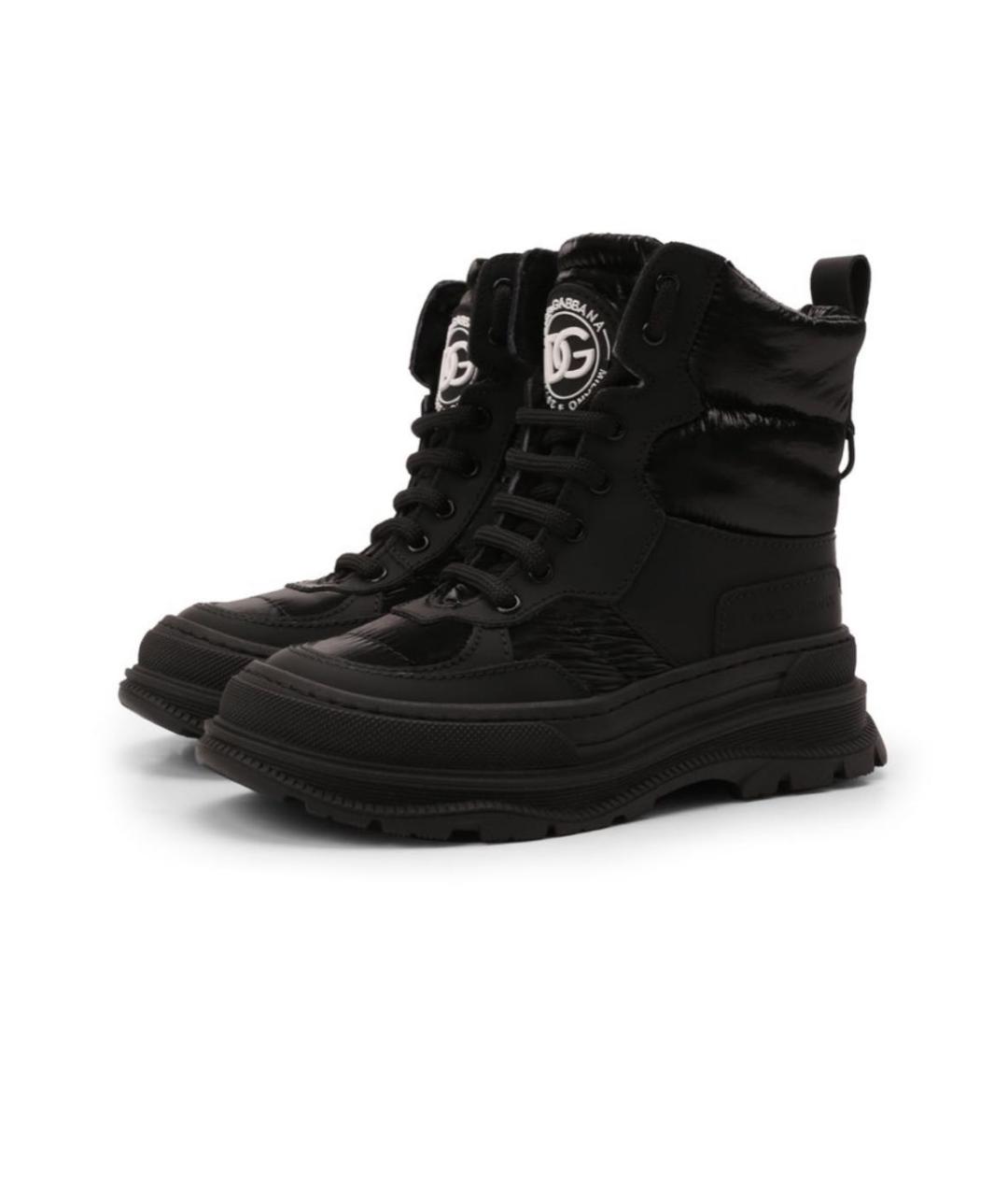 DOLCE&GABBANA Черные кожаные ботинки, фото 2