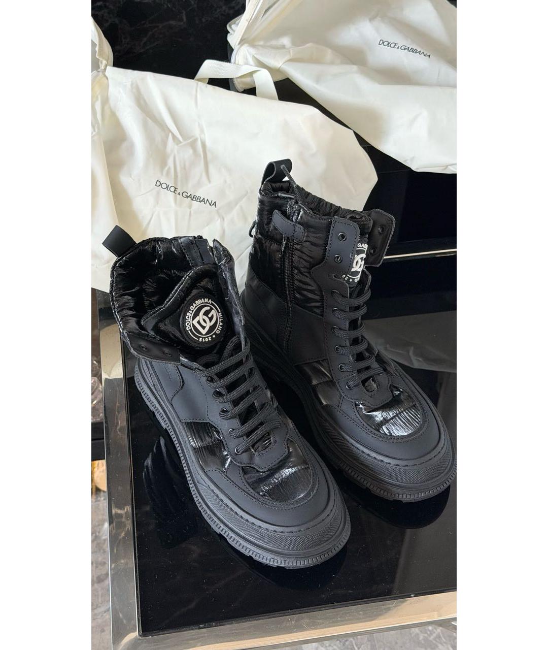 DOLCE&GABBANA Черные кожаные ботинки, фото 7